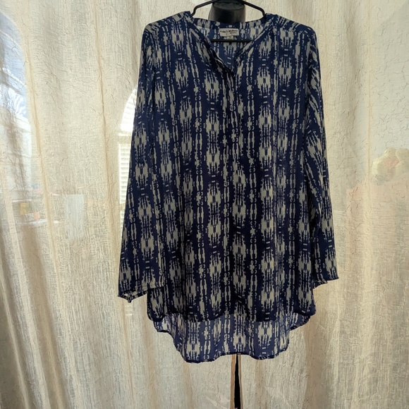 Kate & Mallory Tops - 235. Kate & Mallory Blue Long Sleeve Blouse with Low Collar - XL